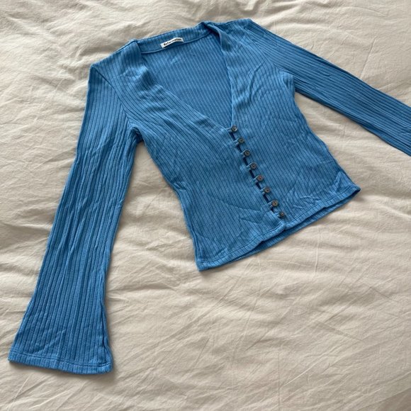 REFORMATION Gellar Knit Top in Robin Egg Blue - Picture 3 of 6